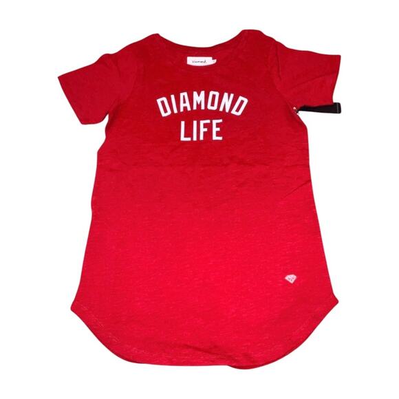 Diamond Supply Co “Diamond Life” Red And White Scallop Short Sleeve Shirt Size S - Picture 1 of 3